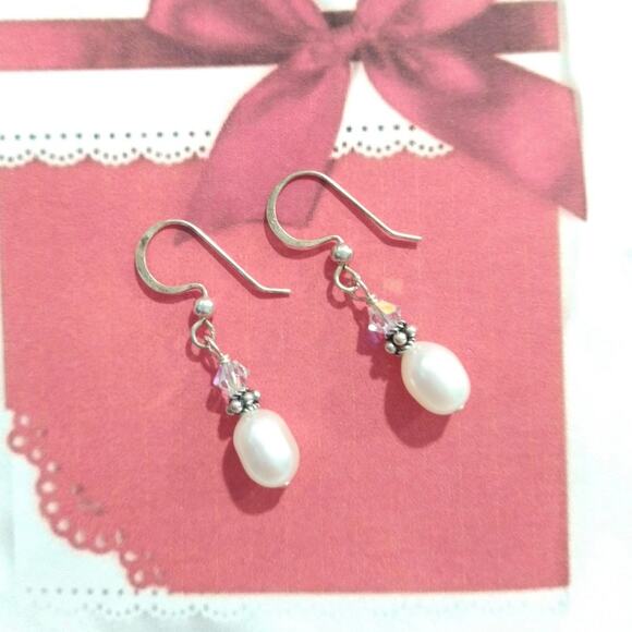 Sosie Designs Sterling Silver 925 Dangle Drop Earrings Fresh Water Pearl Hook - Picture 2 of 10